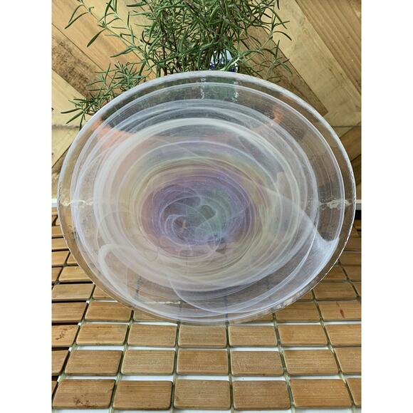 Artistic Accents iridescent pearl swirl glass 9” luncheon plate made in Turkey - Picture 9 of 11